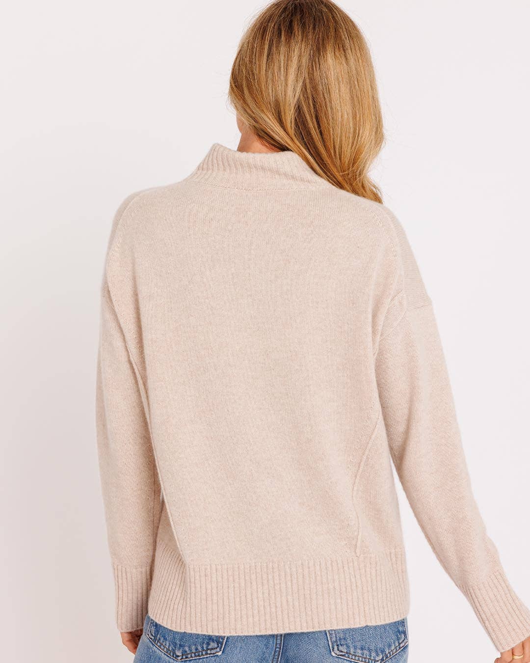 Oversized Cashmere Mock Turtleneck Pullover Sweater