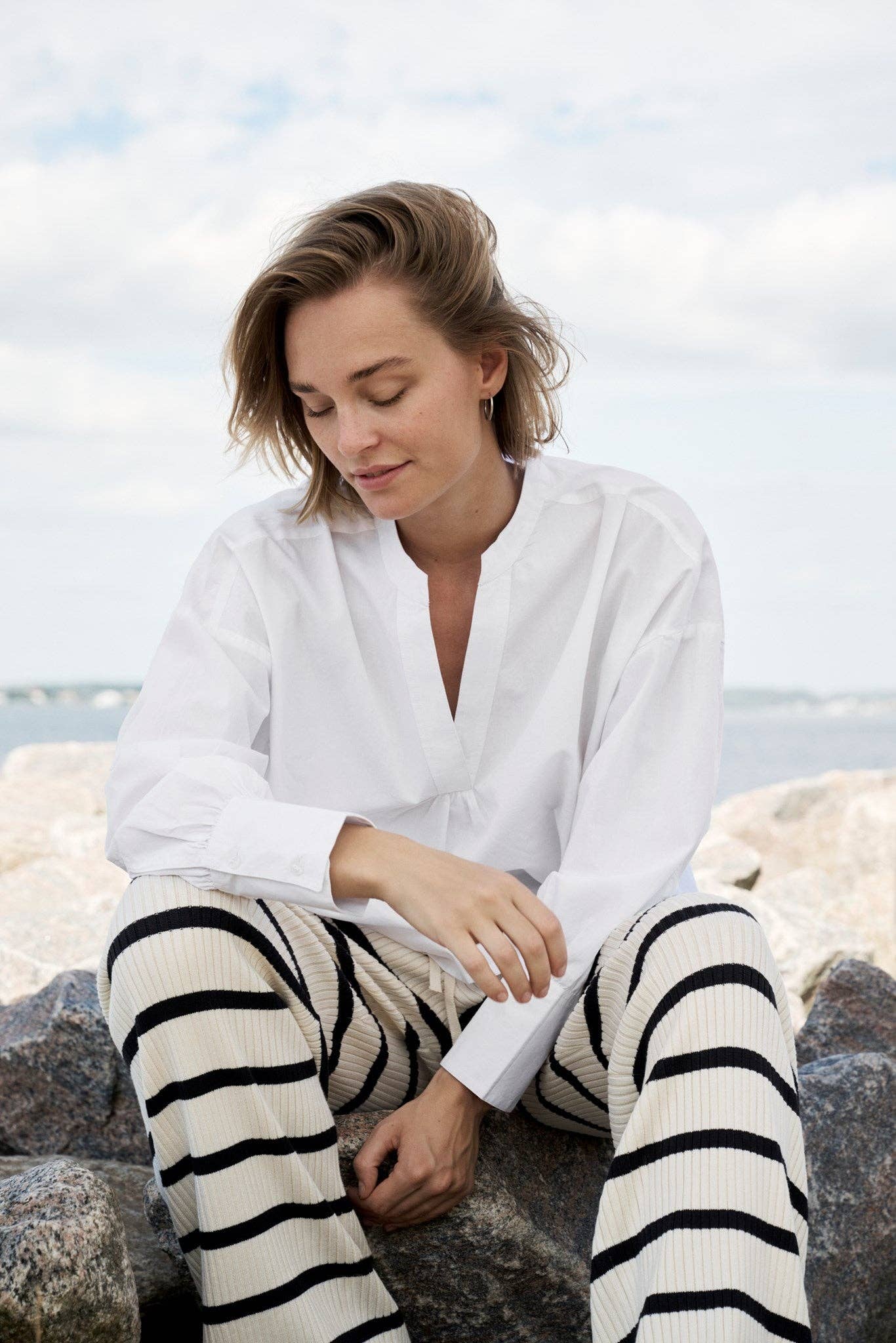 Coastal Stripe Rib Knit Pants