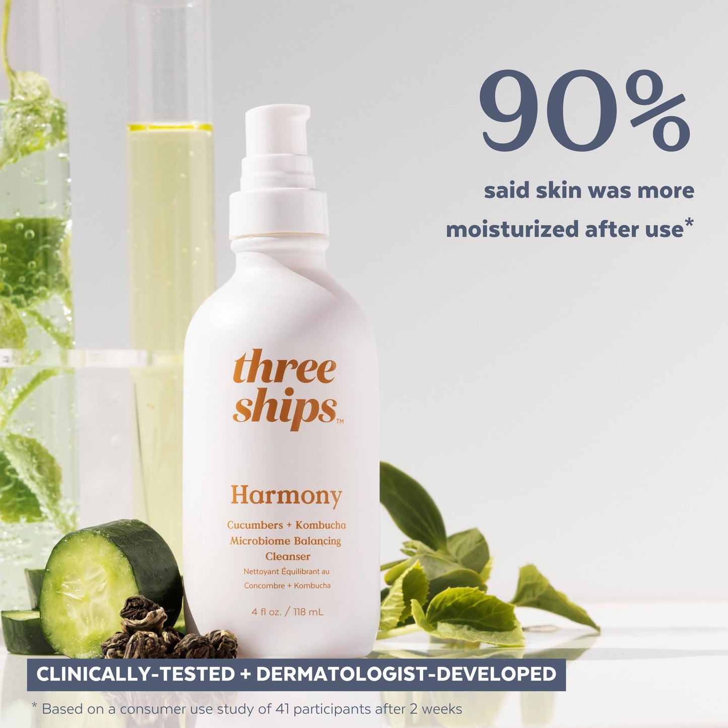 Three Ships Beauty Harmony Cucumber + Kombucha Microbiome Cleanser (118mL)