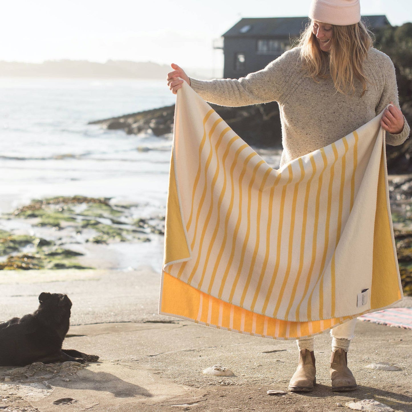 Yellow Stripe Recycled Cotton Blanket