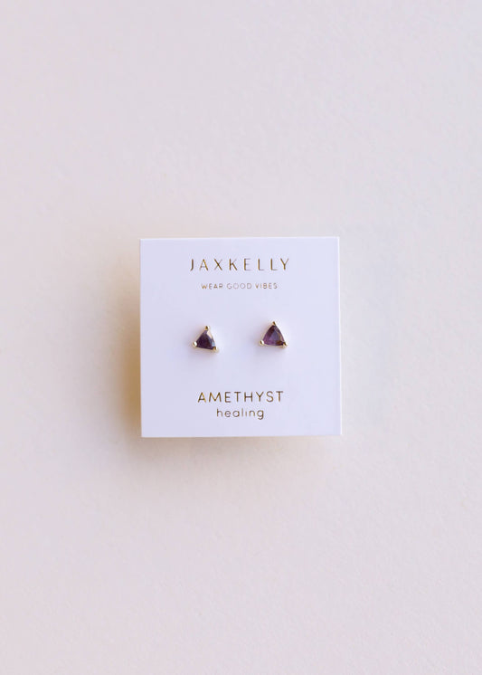 Mini Energy Gem Amethyst Earrings