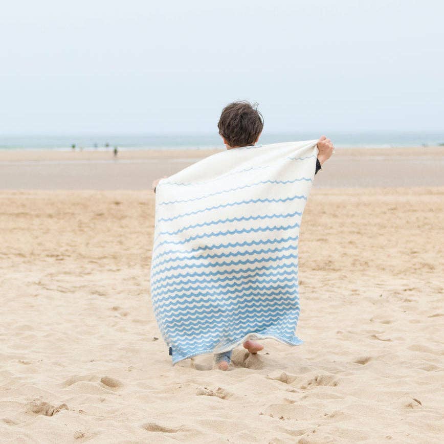 Powder Blue Swell Recycled Cotton Baby Blanket