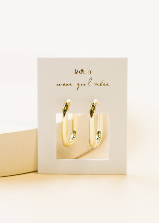 Gold Hoop Large Rectangle Earrings