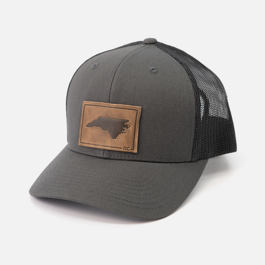 North Carolina Silhouette Hat | Leather Patch Trucker Hat