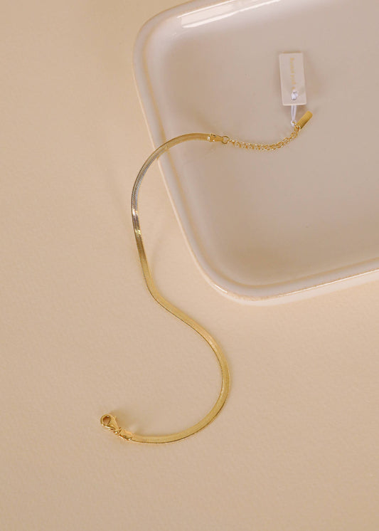 Flat Snake Chain Gold Anklet