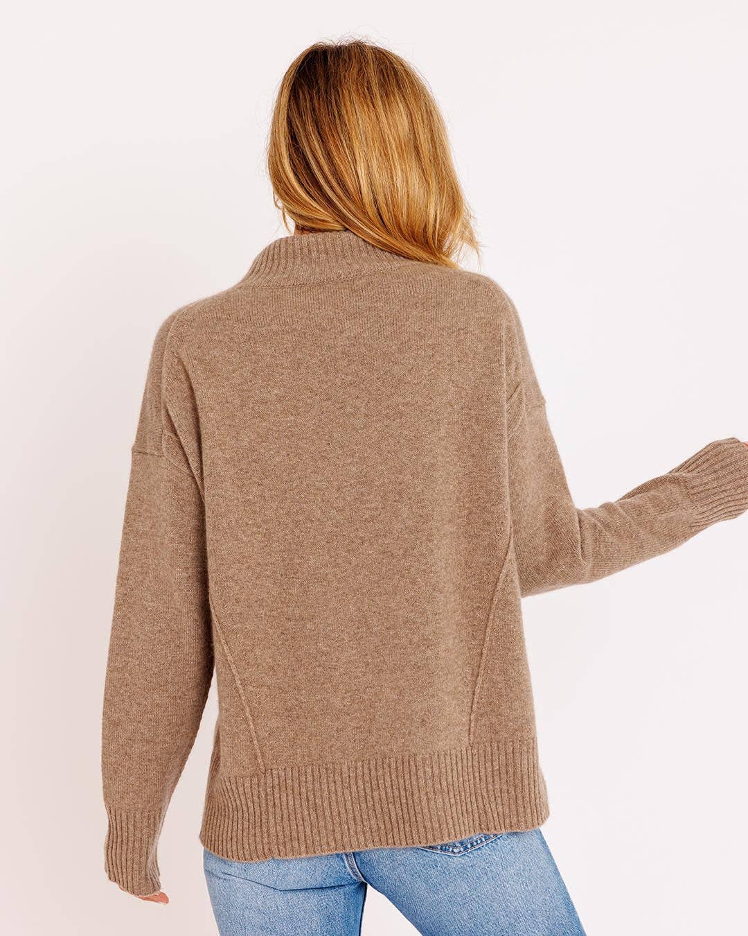 Oversized Cashmere Mock Turtleneck Pullover Sweater