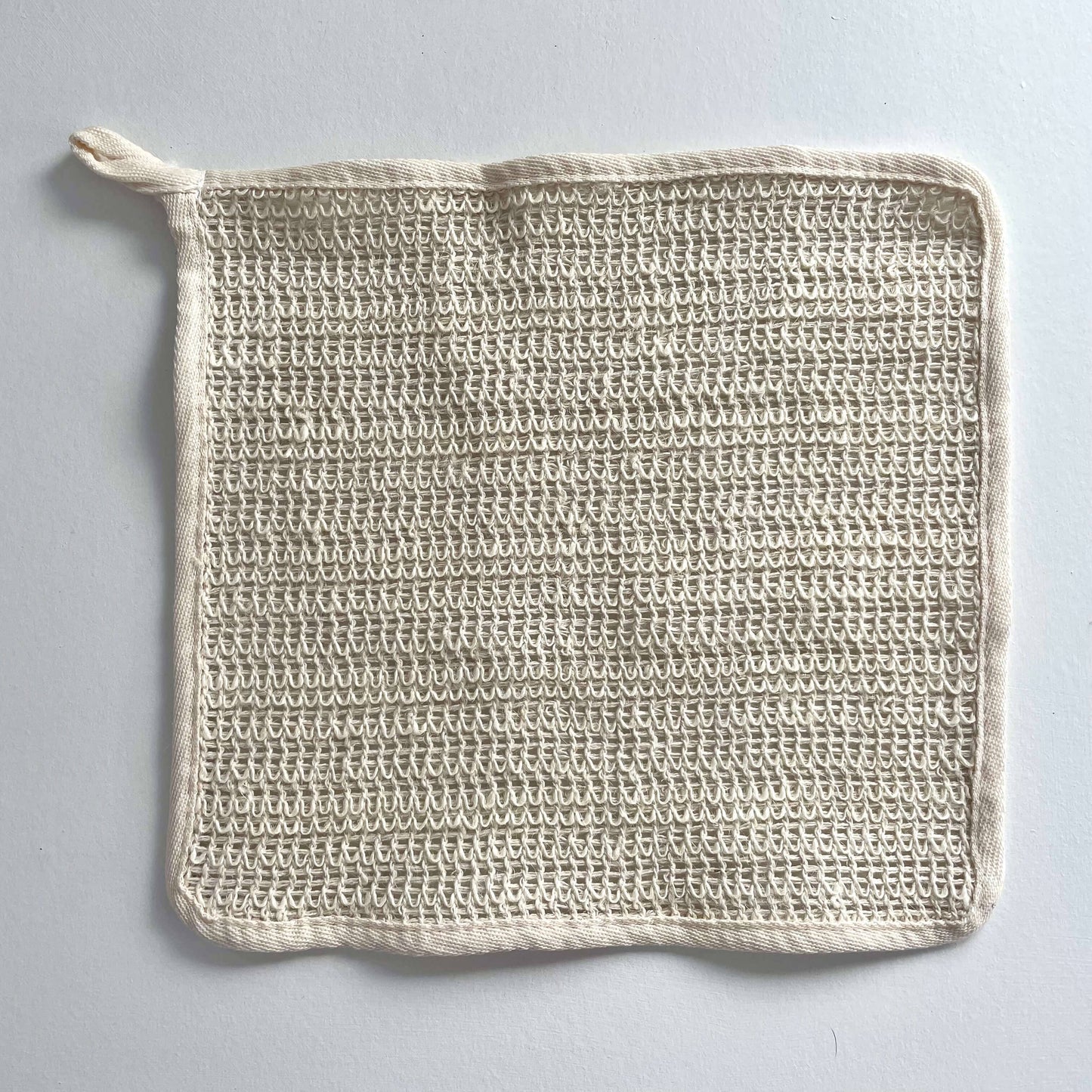 Natural Exfoliating Square Eco Ramie Washcloth w/Loop