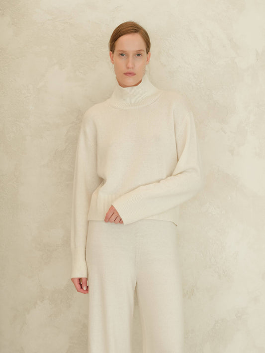 Mock Turtleneck Cashmere Blend Sweater