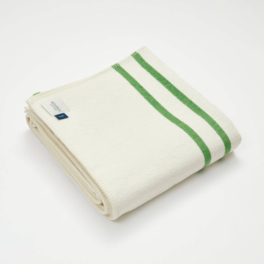 Kelp Green Stripe Recycled Cotton Blanket