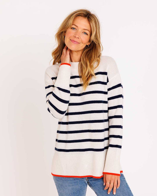 Striped Coastal Cashmere Crew Neck Sweater