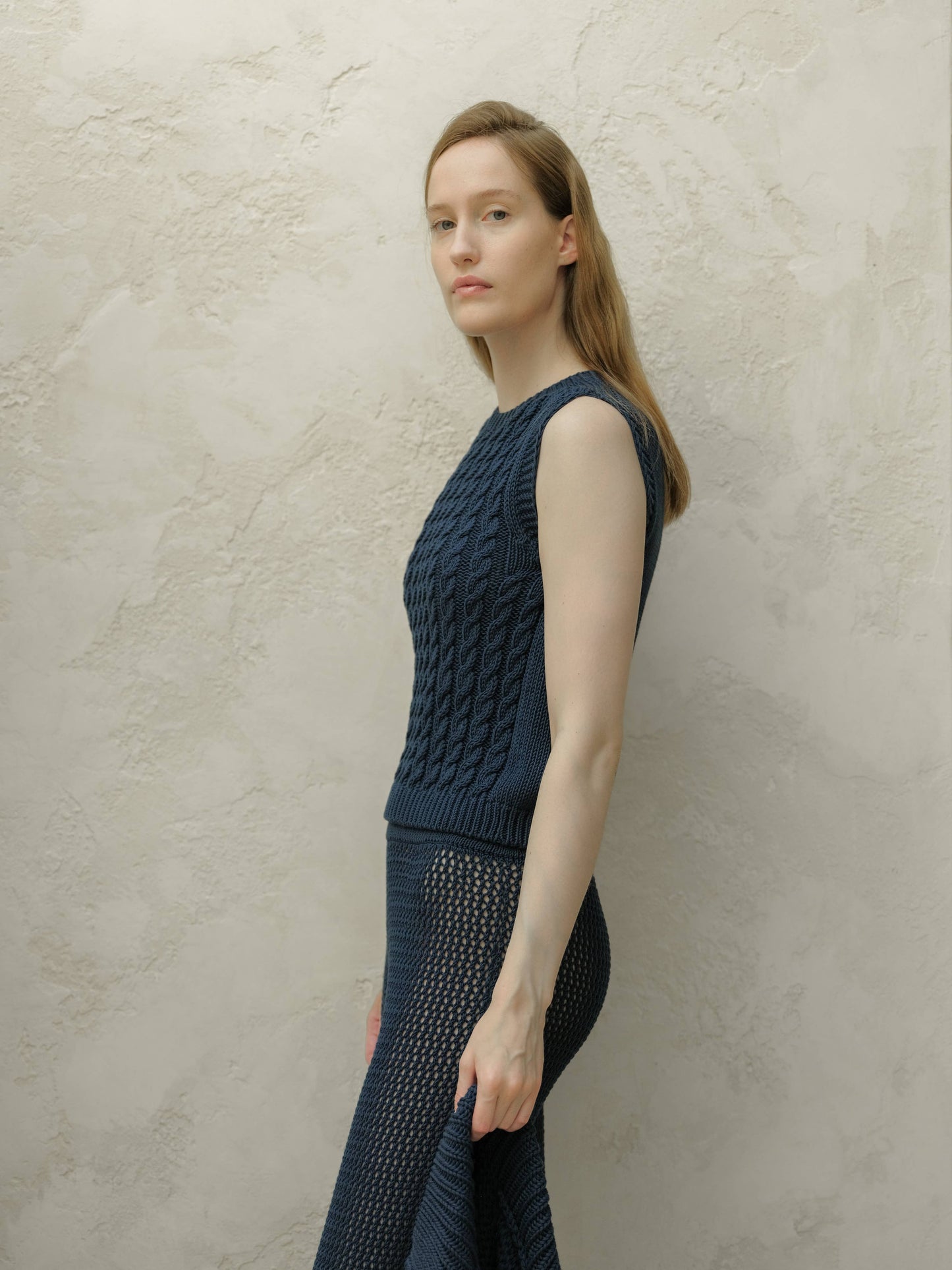 Cable Knit Cotton Sweater Vest