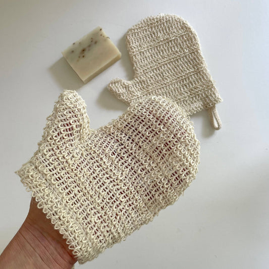 Natural Ramie Sustainable Eco Exfoliating Bath Glove w/ Loop