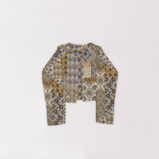 Patchwork Gold Cropped Quilted Jacket