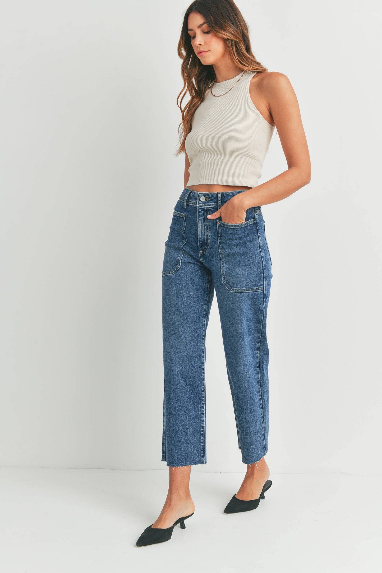 Utility Wide Leg Denim Jeans