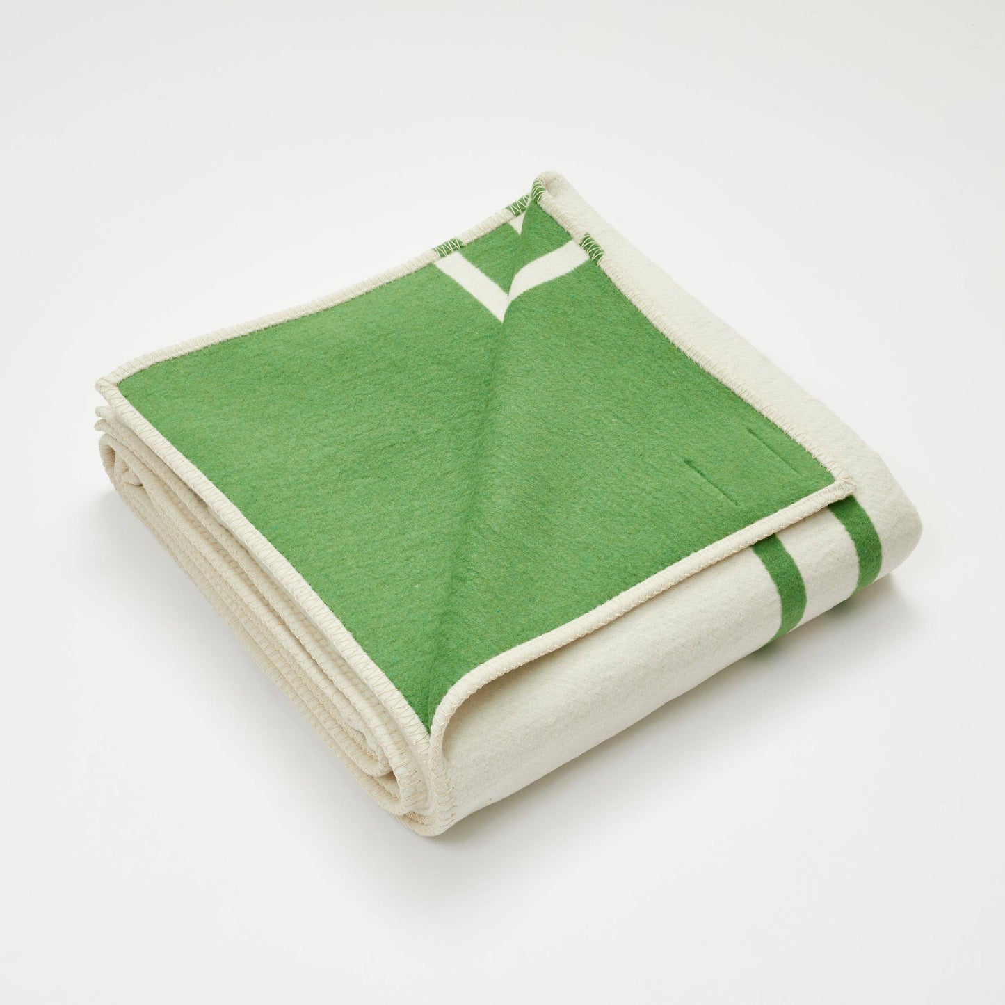 Kelp Green Stripe Recycled Cotton Blanket