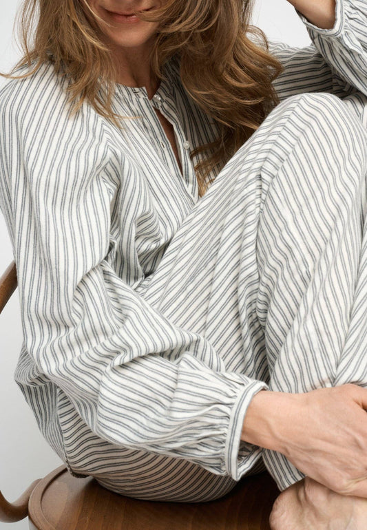 Striped Organic Cotton Flannel Pajama Top