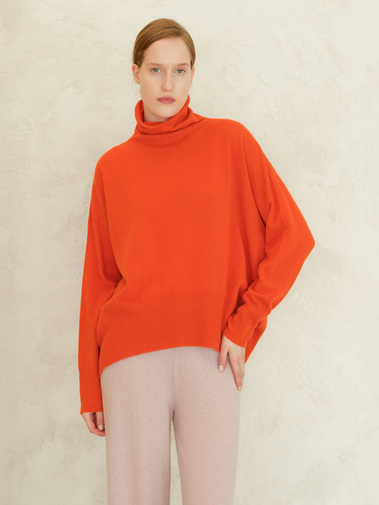 Maxi High-Neck Cashmere Blend Sweater