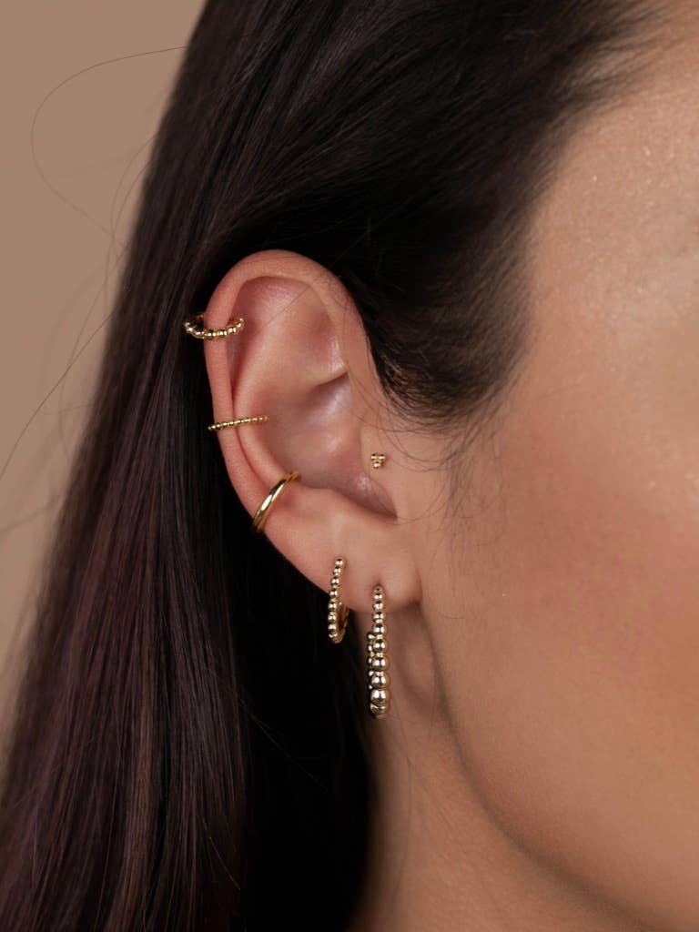 Ball Hoop Gold Earrings | Large