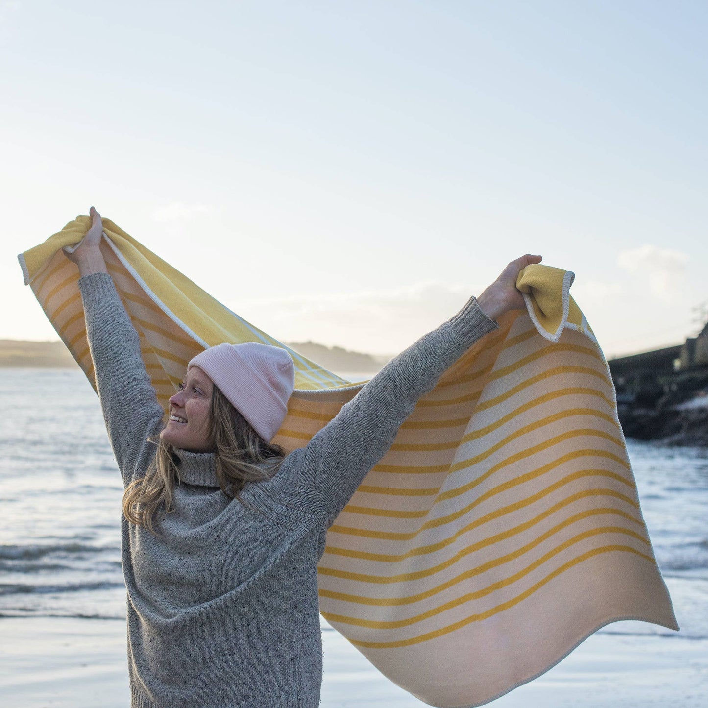 Yellow Stripe Recycled Cotton Blanket