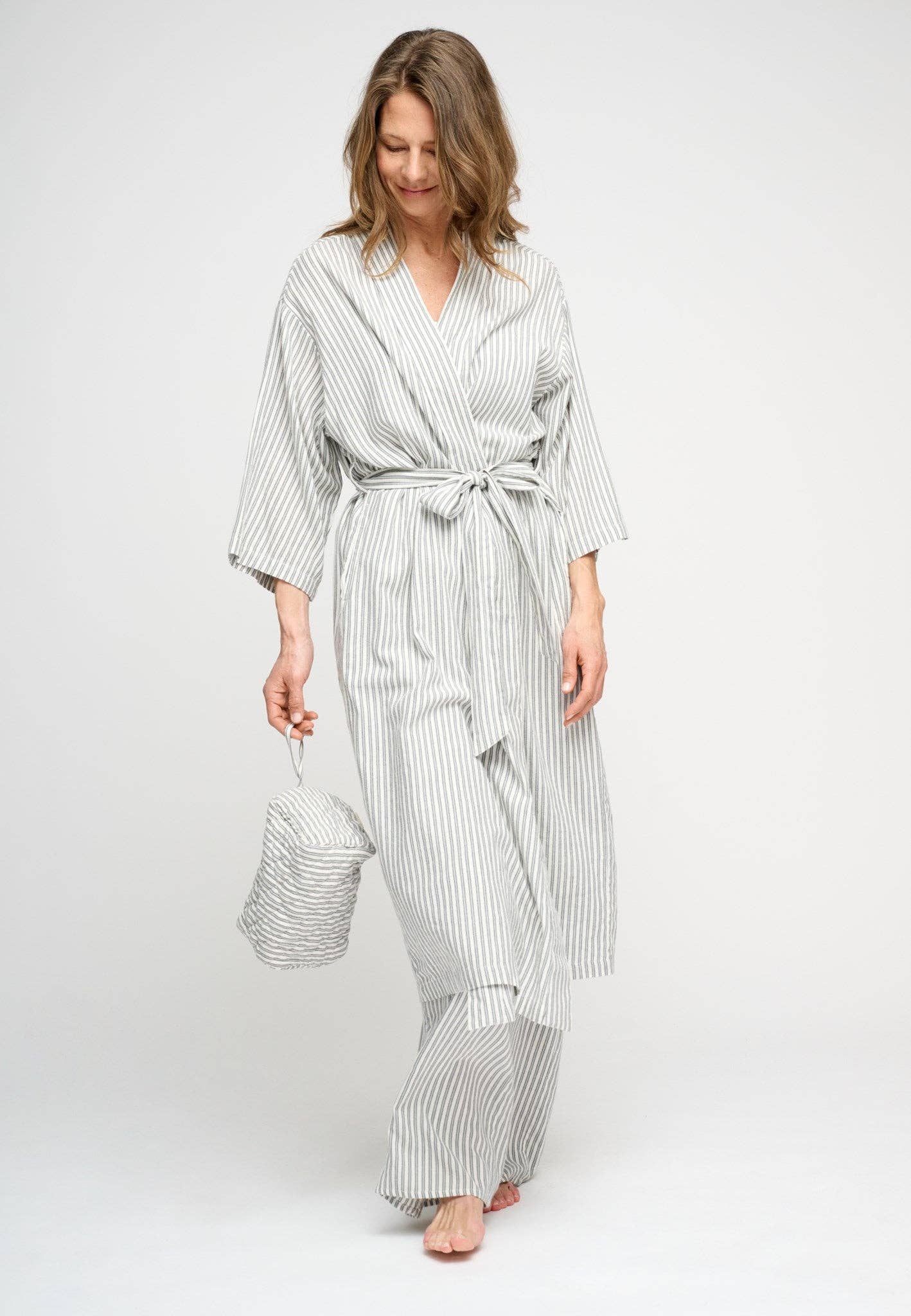 Striped Organic Cotton Flannel Robe