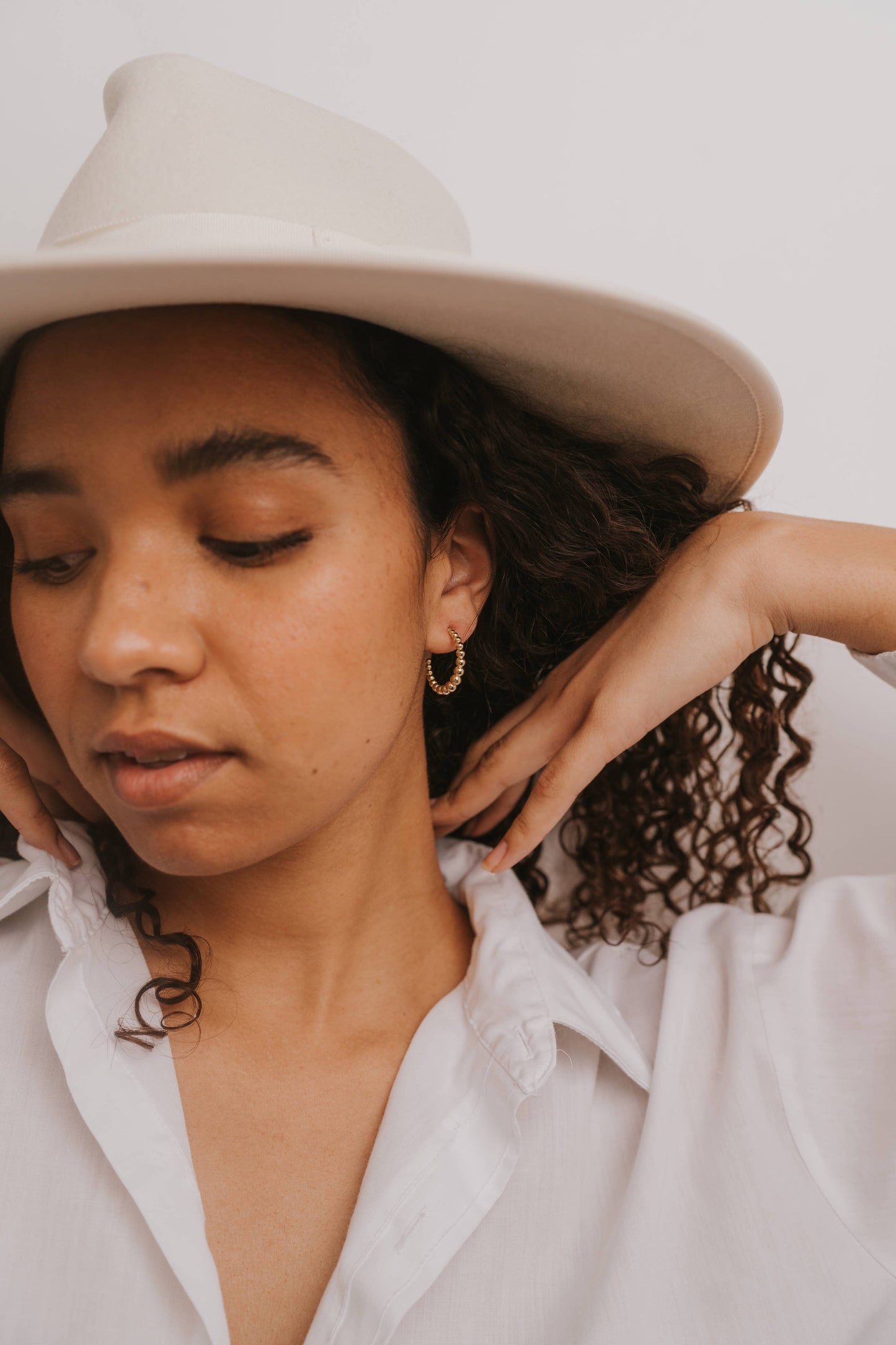 Ball Hoop Gold Earrings | Large