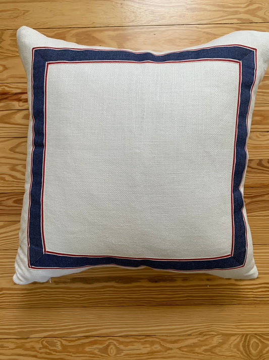 Americana Linen Throw Pillow with Ribbon Trim - 20x20