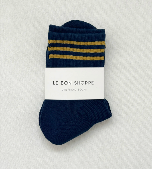 Le Bon Shoppe Color Block Girlfriend Socks - Navy + Yellow