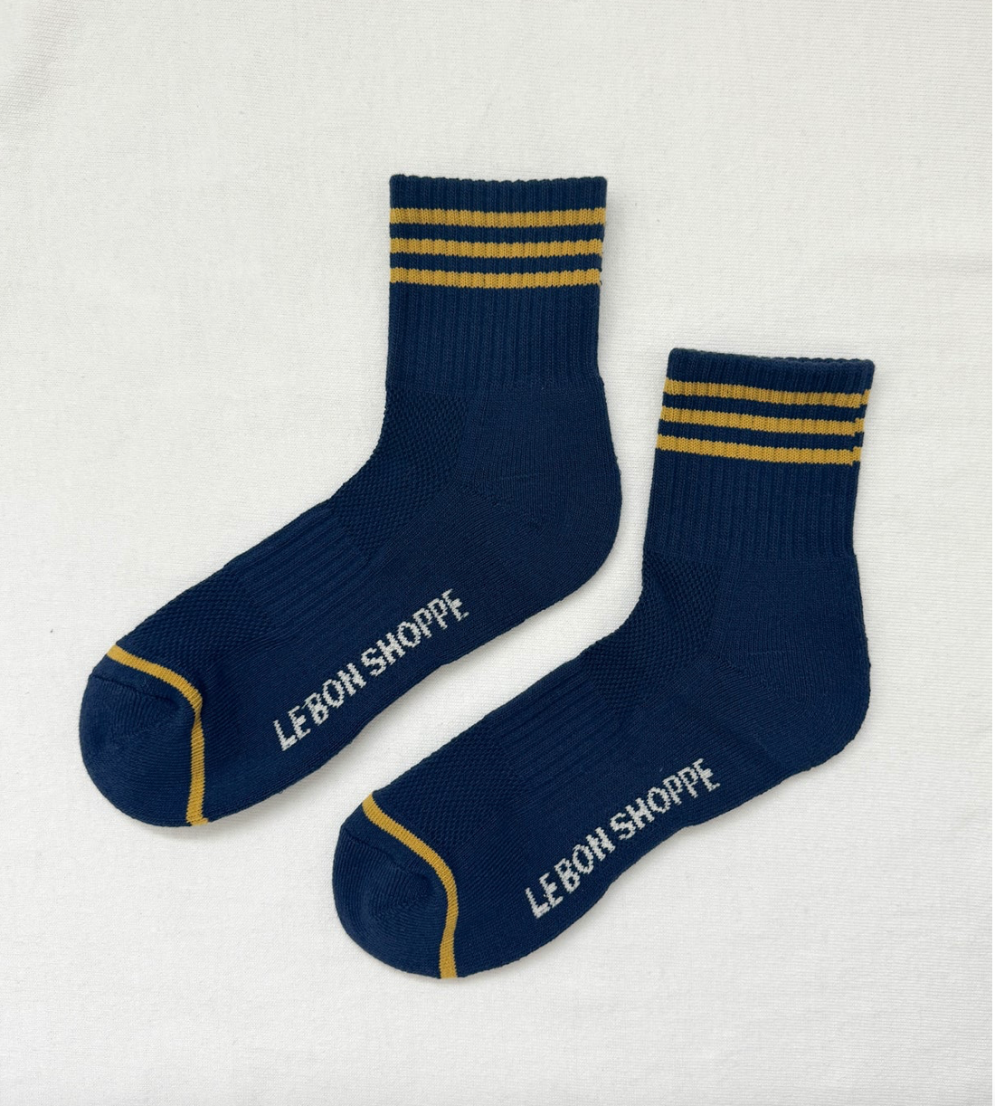 Le Bon Shoppe Color Block Girlfriend Socks - Navy + Yellow