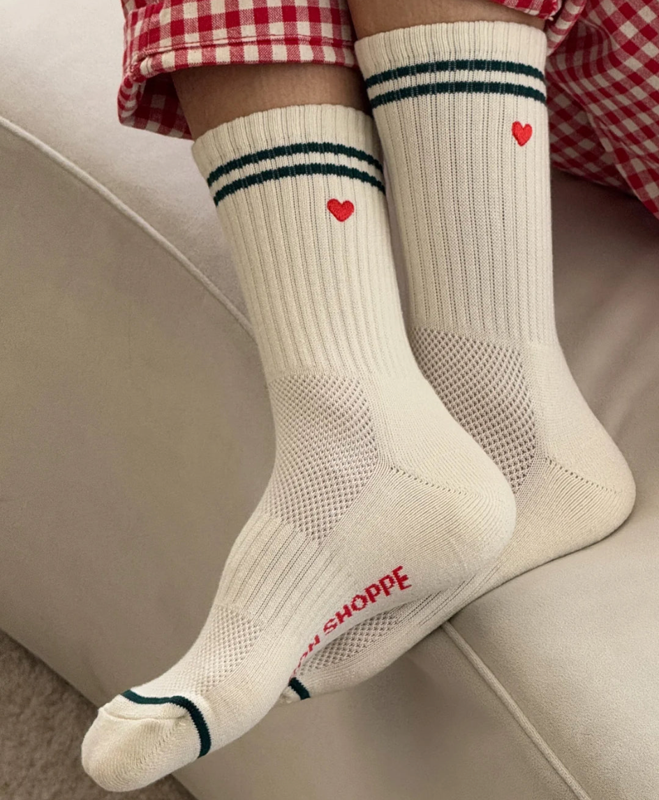 Le Bon Shoppe Embroidered Boyfriend Socks | Parchment + Heart