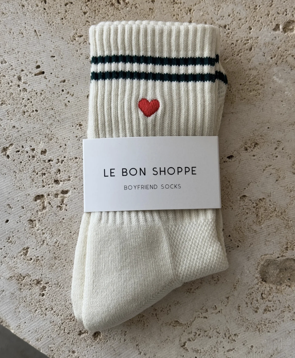 Le Bon Shoppe Embroidered Boyfriend Socks | Parchment + Heart