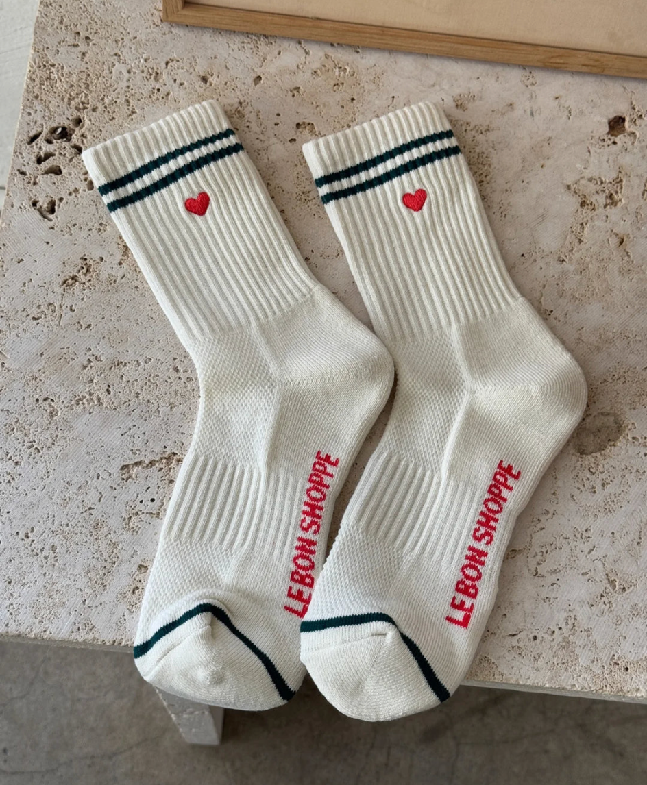 Le Bon Shoppe Embroidered Boyfriend Socks | Parchment + Heart