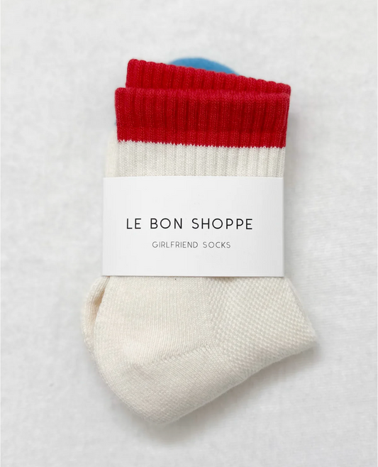 Le Bon Shoppe Color Block Girlfriend Socks | Blue + Red