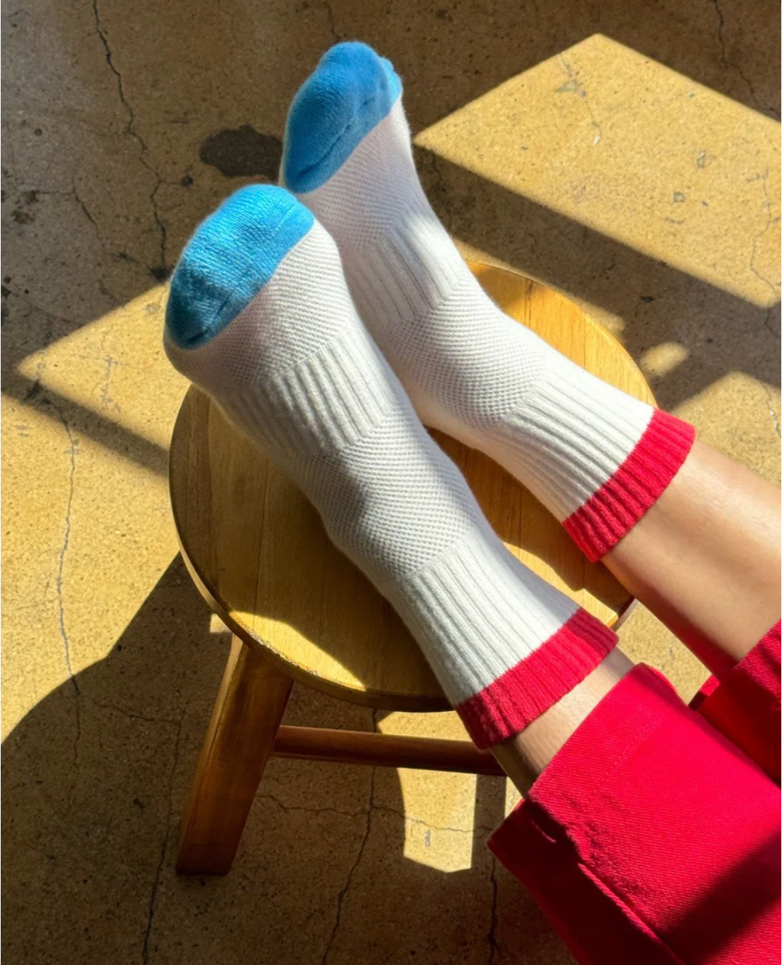 Le Bon Shoppe Color Block Girlfriend Socks | Blue + Red