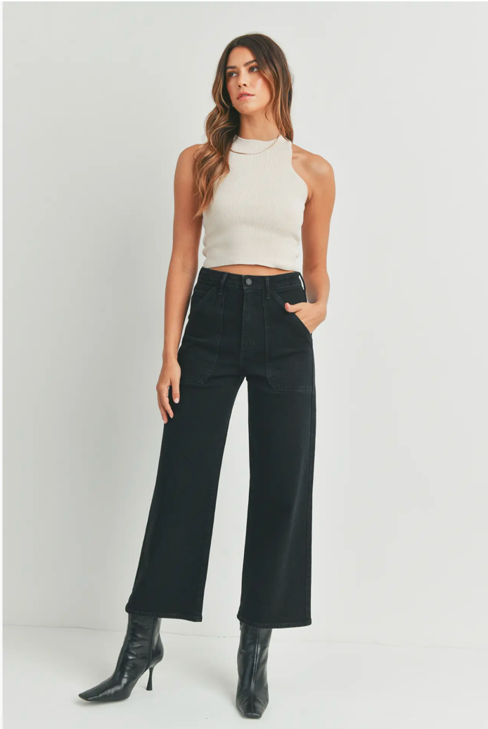 Utility Wide Leg Denim Jeans