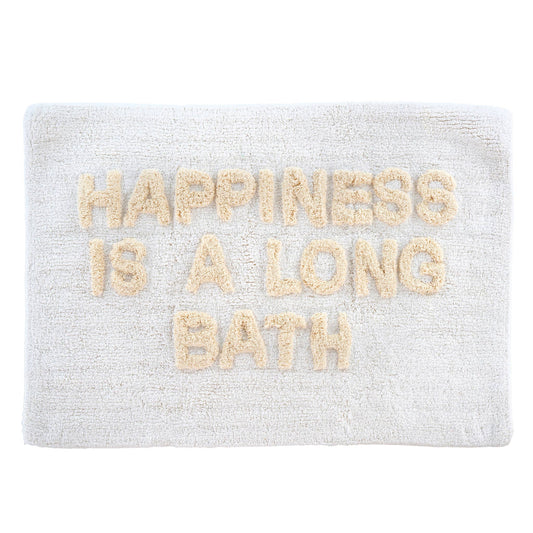 "Happiness is a Long Bath" Tufted Cotton Bath Mat