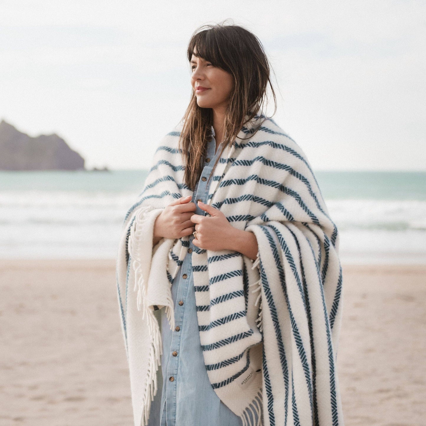 Sailor Blue Stripe Wool Blanket