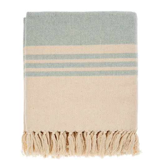 Beach Stripe Brushed Cotton Throw Blanket