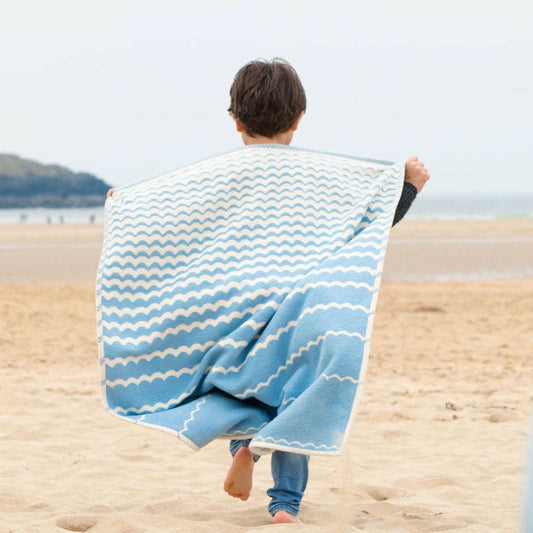 Powder Blue Swell Recycled Cotton Baby Blanket