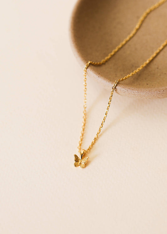 Mini Butterfly Gold Pendant Necklace