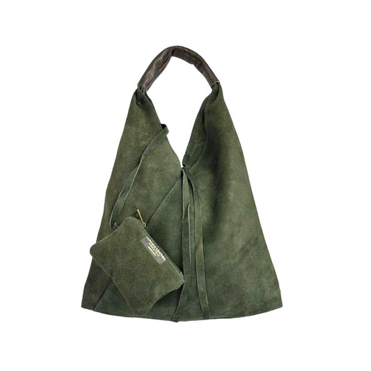 Suede Leather Shoulder Bag with Interior Wallet