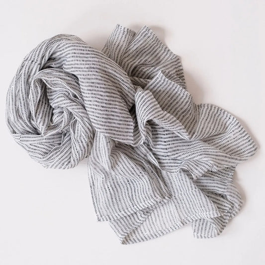 Black Stripe Block Printed Scarf