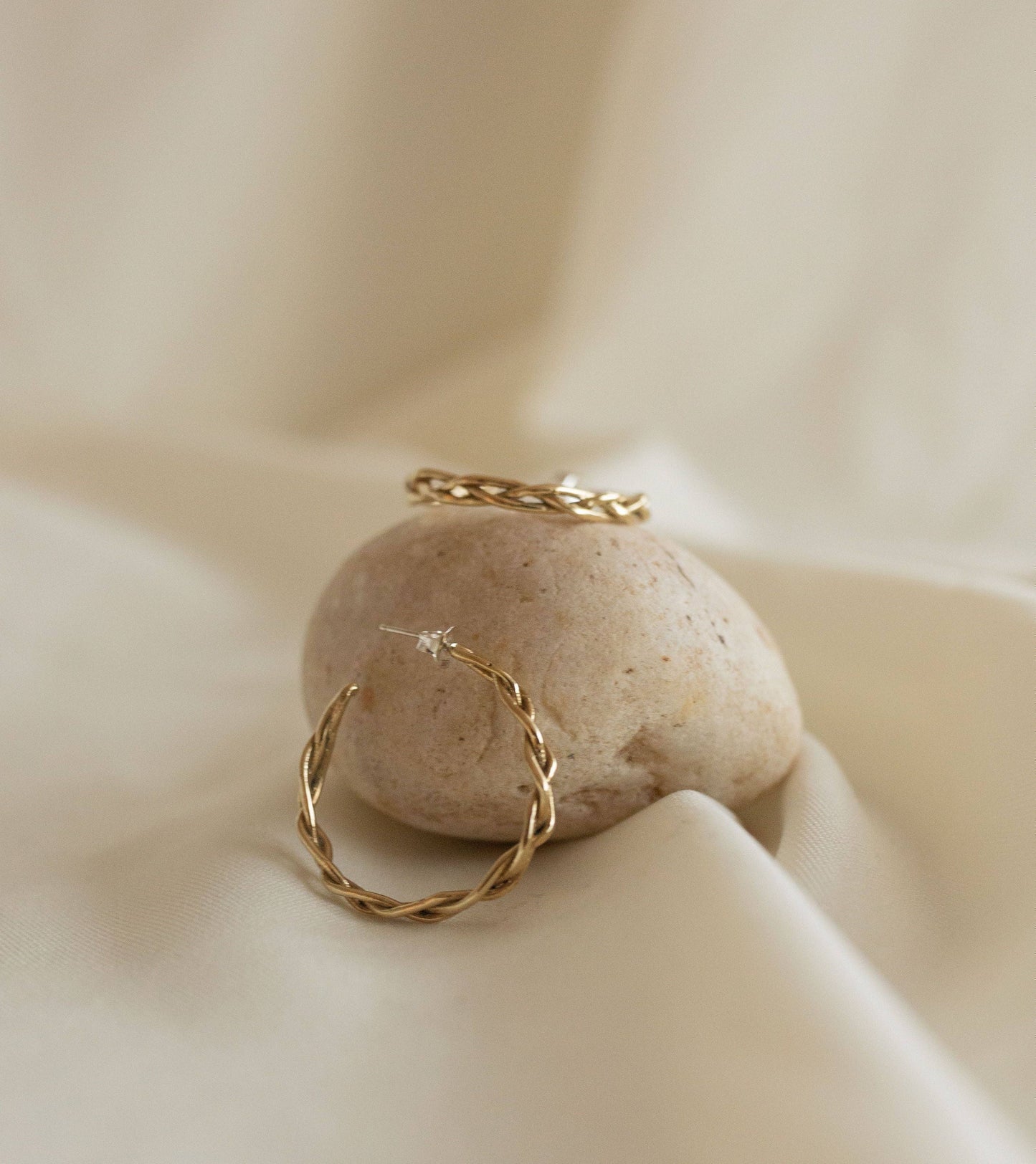 Braided Golden Recycled Brass Hoop Earrings