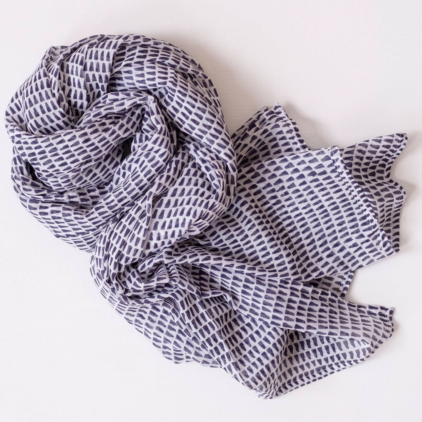 Navy Block Printed Scarf