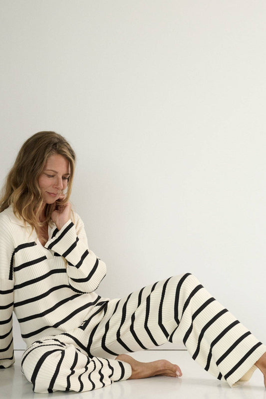 Coastal Stripe Rib Knit Pants