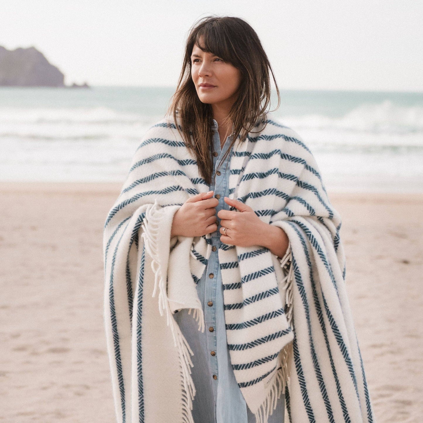 Sailor Blue Stripe Wool Blanket