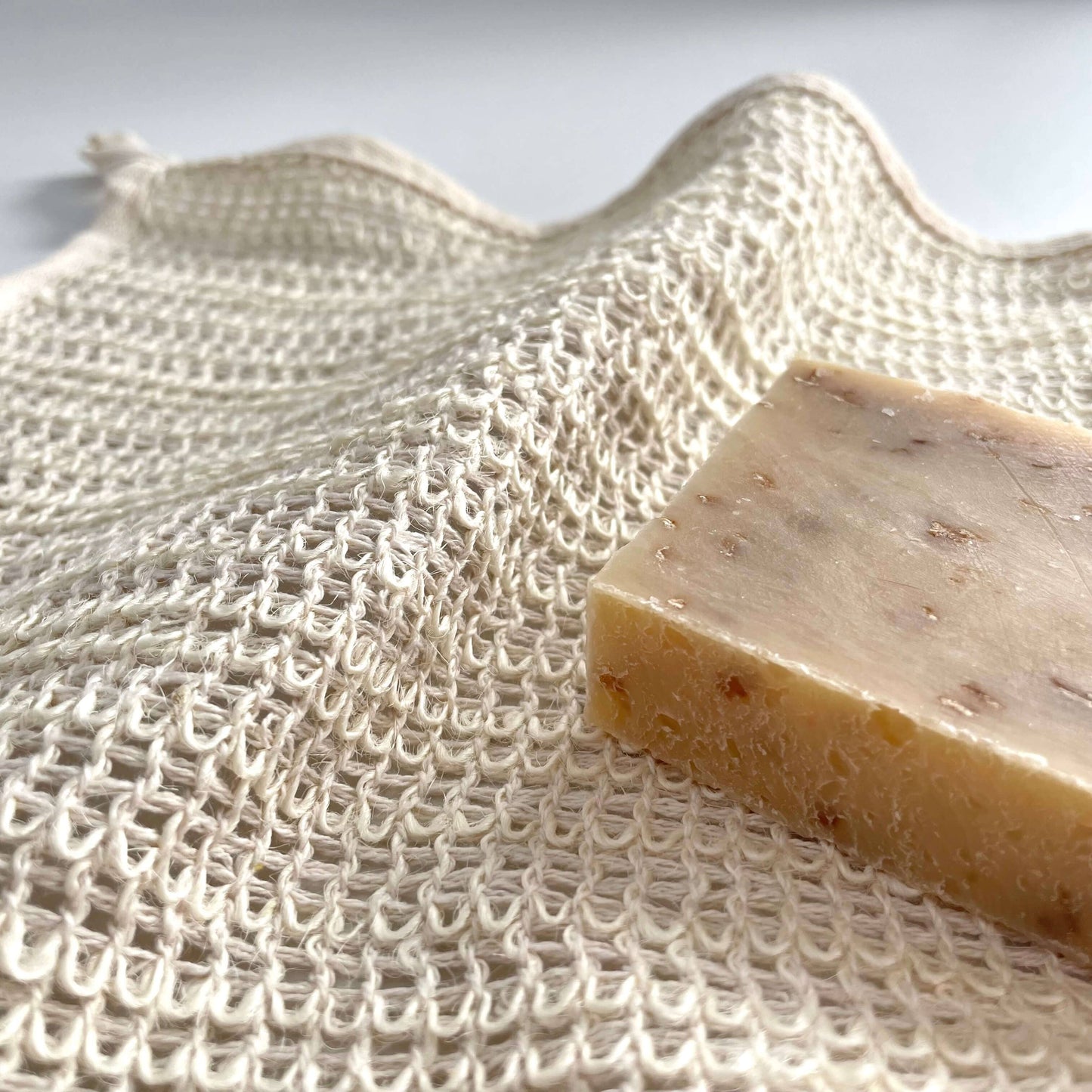 Natural Exfoliating Square Eco Ramie Washcloth w/Loop