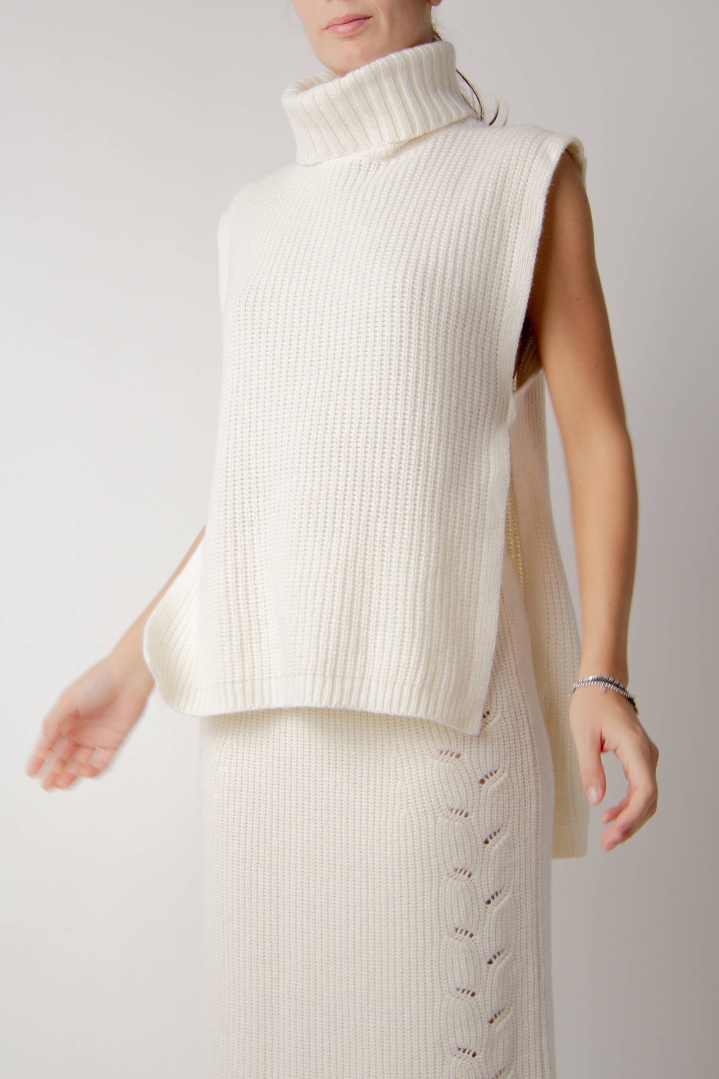 Cashmere Mix Turtleneck Tunic Sweater