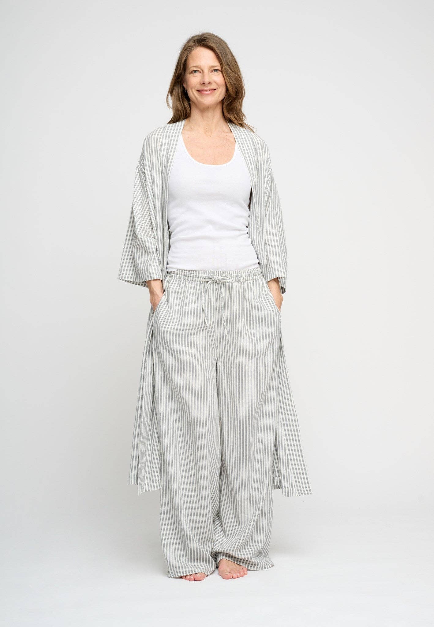 Striped Organic Cotton Flannel Robe