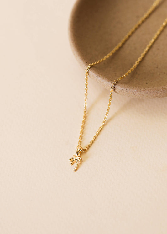 Mini Palm Tree Pendant Necklace | 18k Gold Plated