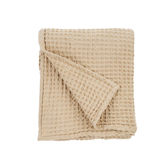 Cream Stonewashed Waffle Throw Blanket